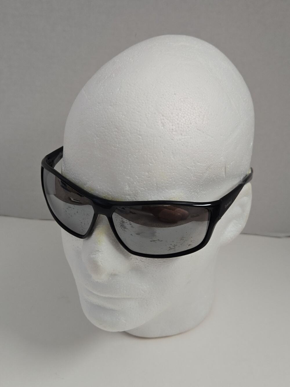 TIMBERLAND Sunglasses Mens Black Plastic Rectangle Silver Mirrored Lens